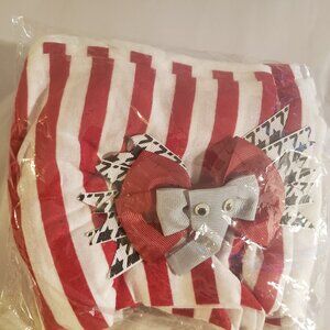 Alabama Red & White Stripe Scarf with Elephant Hair Clip